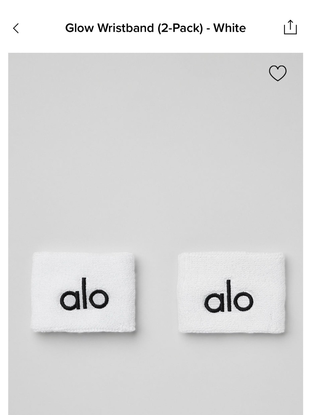 ALO Yoga Glow White Wristband Duo with Black Logo